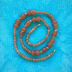 Vintage Vibrant Orange Glass Beaded Necklace